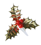 Decoratie hulst tak met rode bes (ca.144st) - 50mm - Goud - Van Erkel Winkelmaterialen