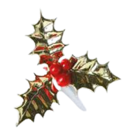 Decoratie hulst tak met rode bes (ca.144st) - 50mm - Goud - Van Erkel Winkelmaterialen