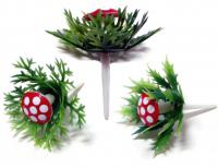 Decoratie paddestoel/bes/hulst assorti (ca.144st) - Ø30mm - Groen - Van Erkel Winkelmaterialen