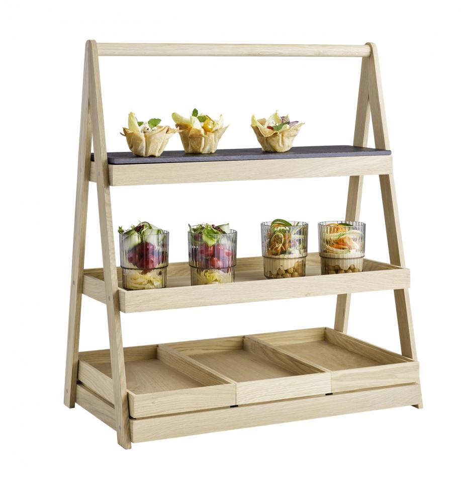 Etagere 3-laags hout - 555x325x640mm - Bruin - Van Erkel Winkelmaterialen