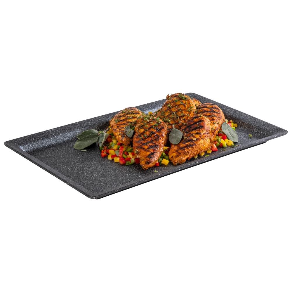 GN bord 'Frostfire' - 530x325x30mm (GN1/1) - Zwart granietlook - Van Erkel Winkelmaterialen