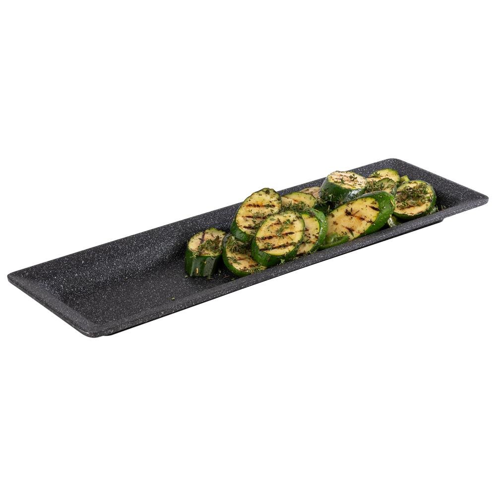 GN bord 'Frostfire' - 530x162x30mm (GN2/4) - Zwart granietlook - Van Erkel Winkelmaterialen