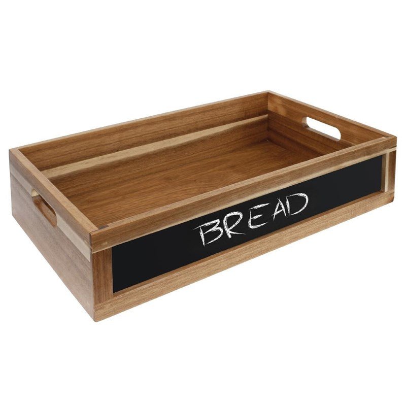 Houten kist met krijtbord GN1/1 - 527x325x120mm (GN1/1) - Bruin - Van Erkel Winkelmaterialen
