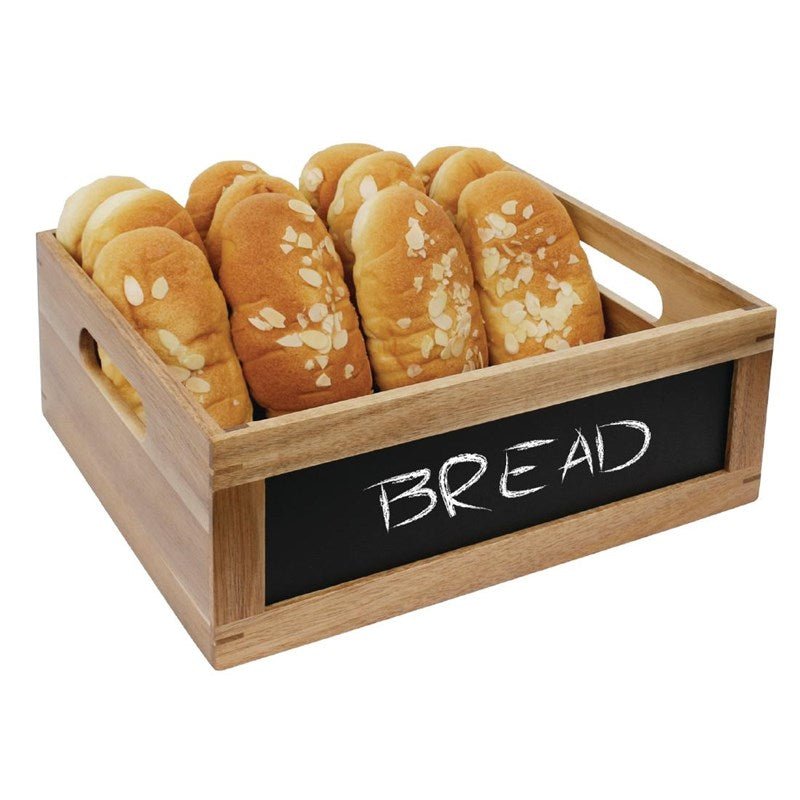 Houten kist met krijtbord GN1/2 - 325x265x120mm (GN1/2) - Bruin - Van Erkel Winkelmaterialen