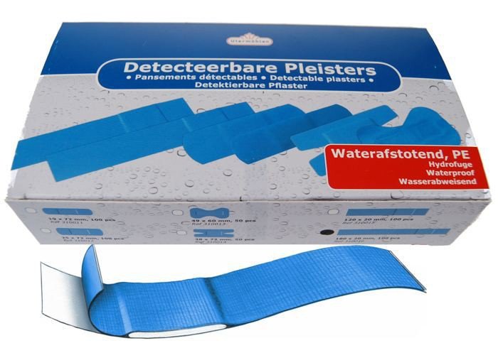 Hygiënische lange pleisters blauw (100st) - 20x180mm - Blauw - Van Erkel Winkelmaterialen