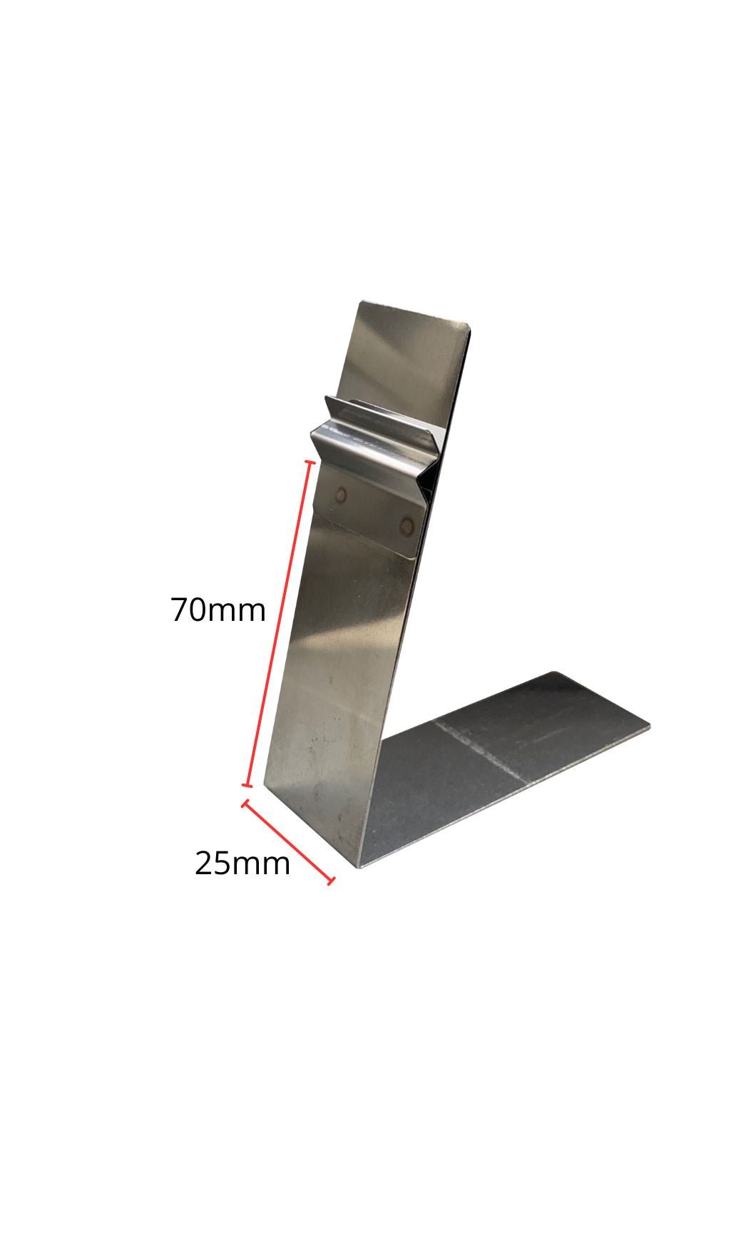 L-standaard RVS smal - 70mm - Zilver - Van Erkel Winkelmaterialen