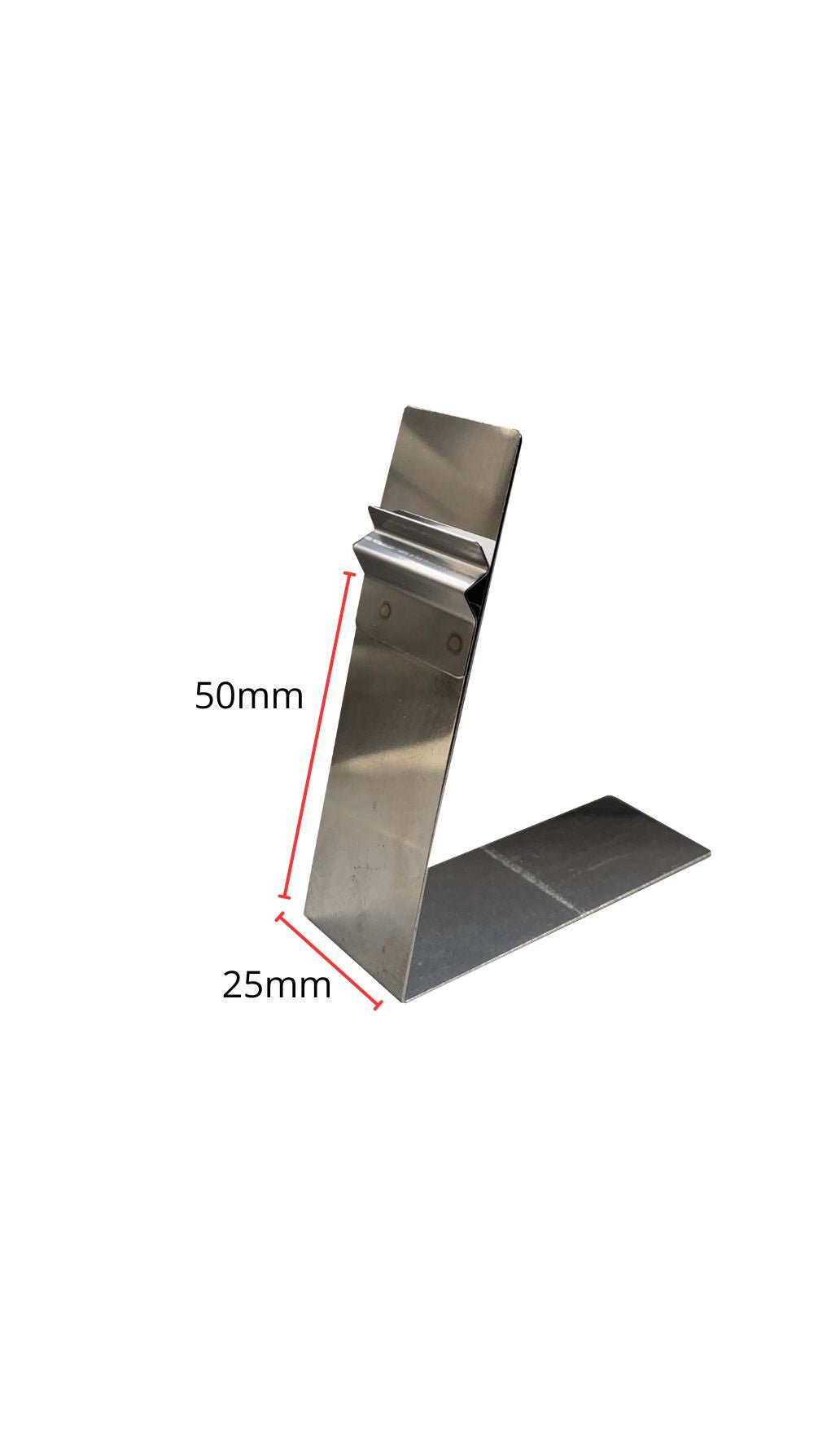 L-standaard RVS smal - 55mm - Zilver - Van Erkel Winkelmaterialen
