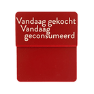 Opzetstukjes 'Vandaag gekocht, vandaag geconsumeerd' (10st) - 54x30mm - Rood - Van Erkel Winkelmaterialen
