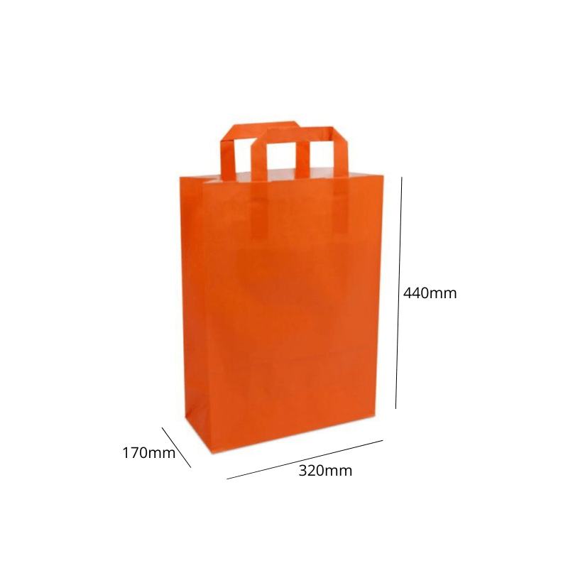 Papieren tassen oranje (250st) - 320x170x440mm - Oranje - Van Erkel Winkelmaterialen