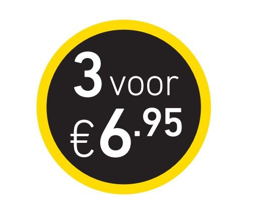 Prijs sticker '3 voor €6,95' - Ø30mm - Van Erkel Winkelmaterialen