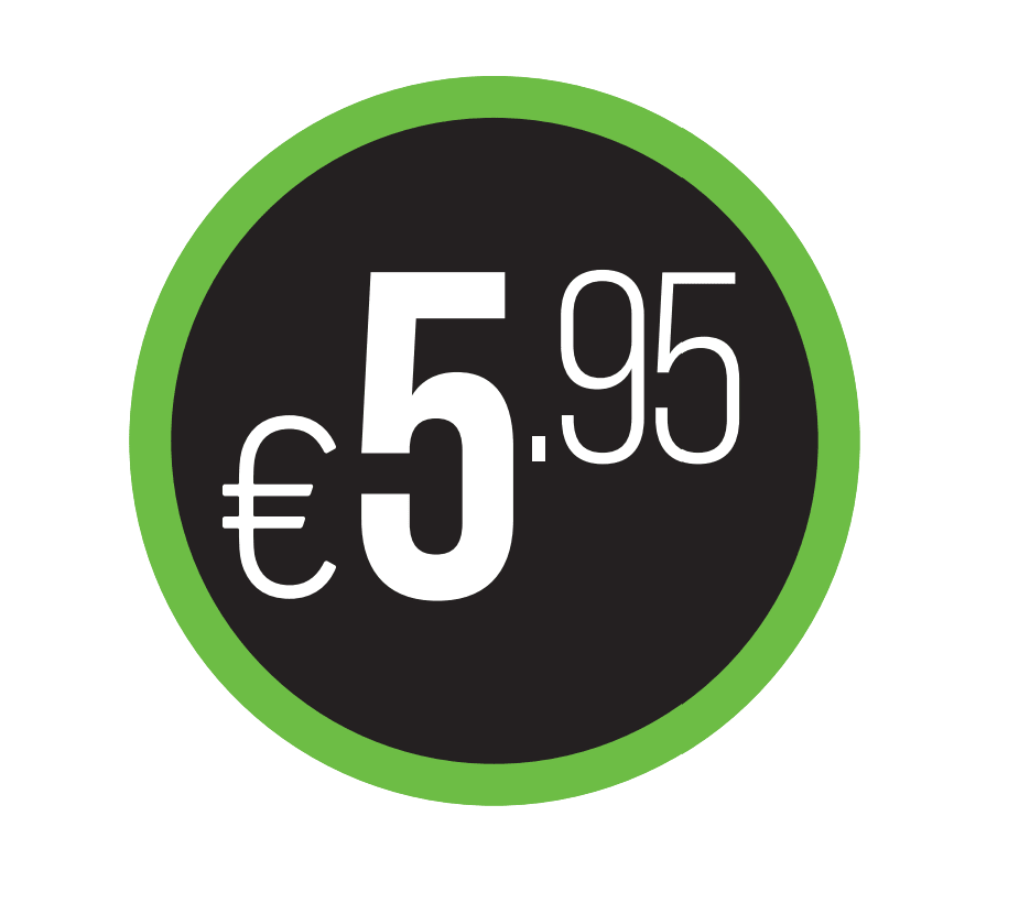 Prijs sticker '€5,95' - Ø30mm - Van Erkel Winkelmaterialen