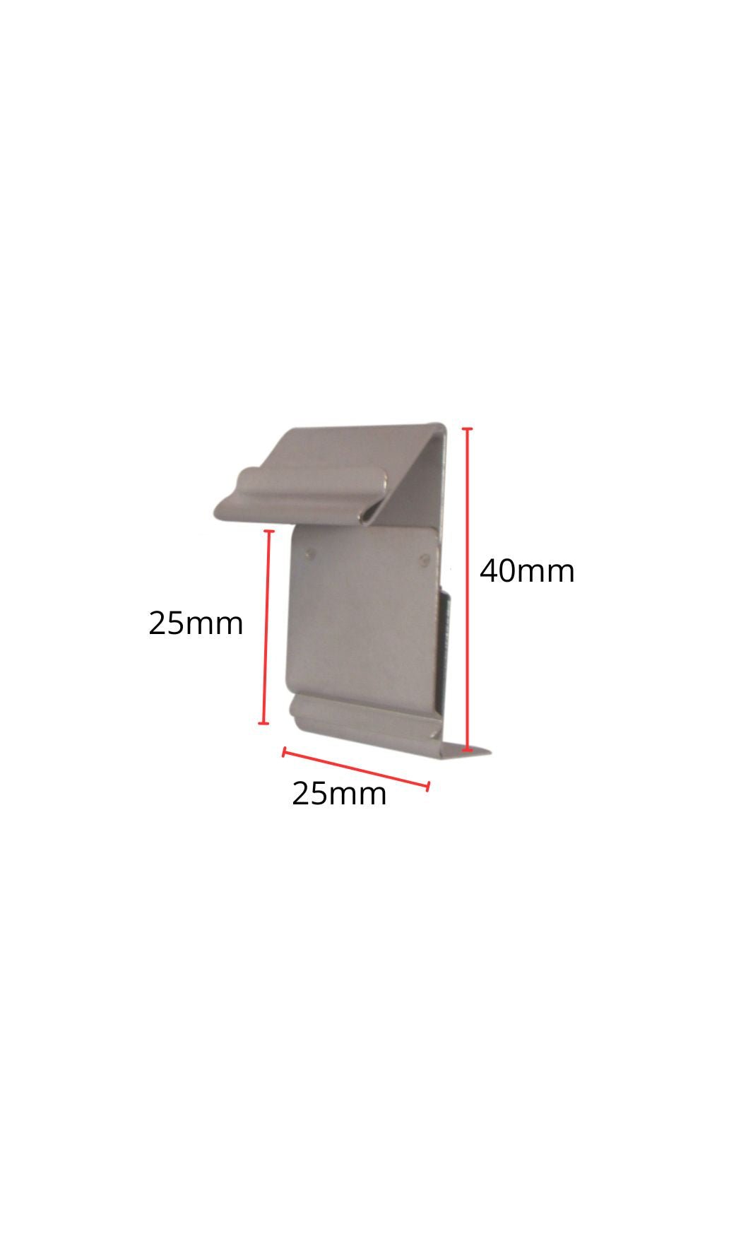 RVS klem gebaksplaat hoog - 40mm - Zilver - Van Erkel Winkelmaterialen