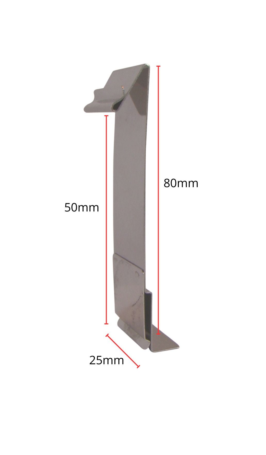 RVS klem gebaksplaat hoog - 80mm - Zilver - Van Erkel Winkelmaterialen