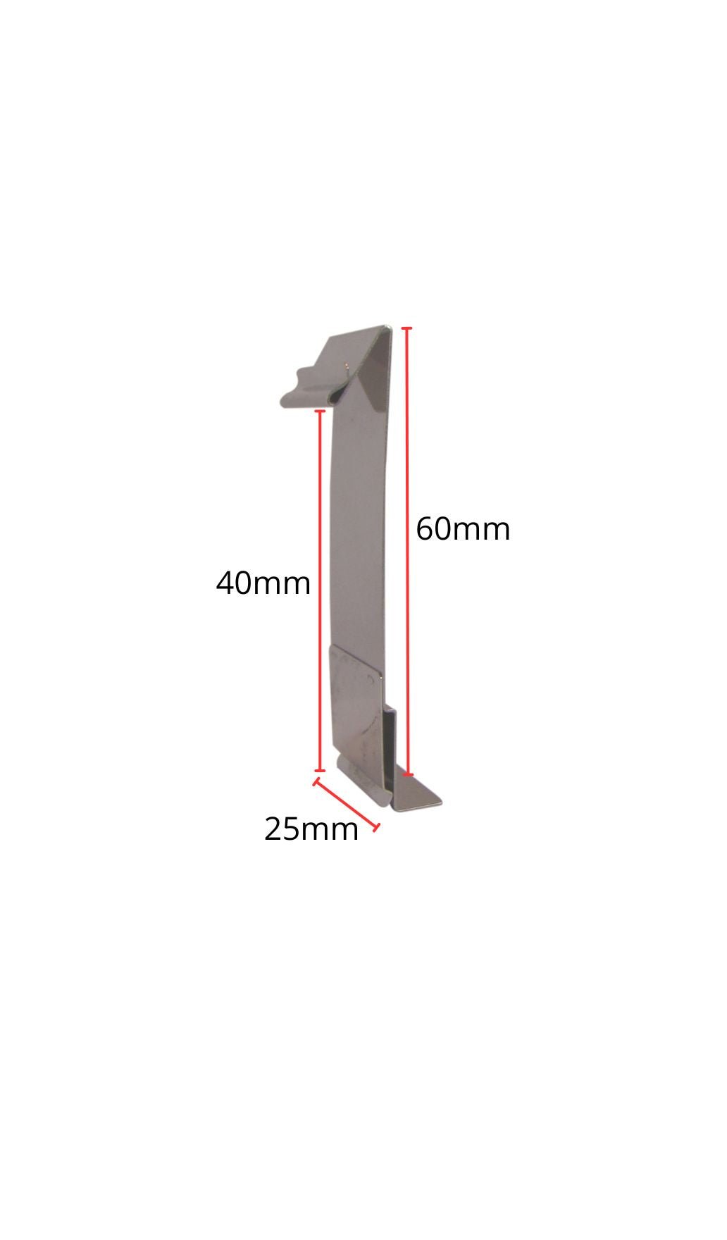 RVS klem gebaksplaat hoog - 60mm - Zilver - Van Erkel Winkelmaterialen