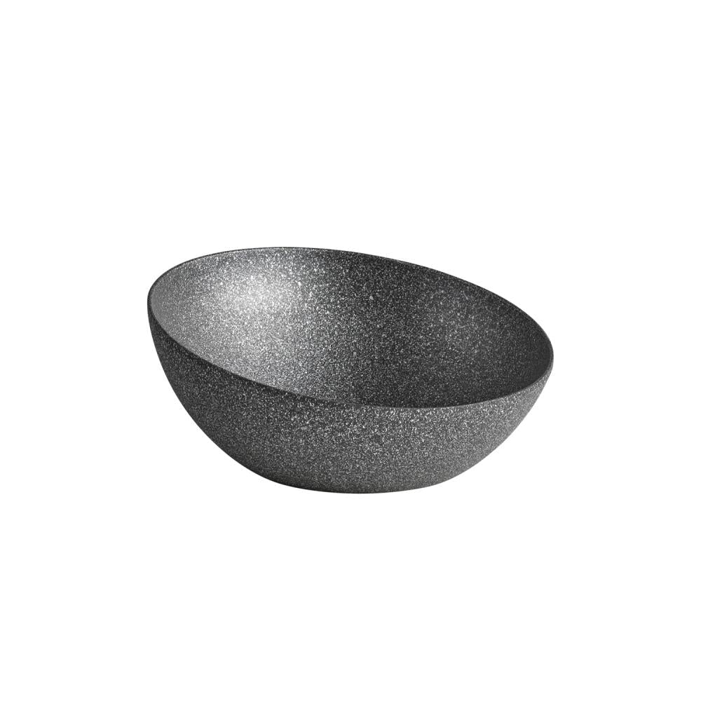 Schaal schuin 'Frostfire' - Ø265mm - Zwart granietlook - Van Erkel Winkelmaterialen