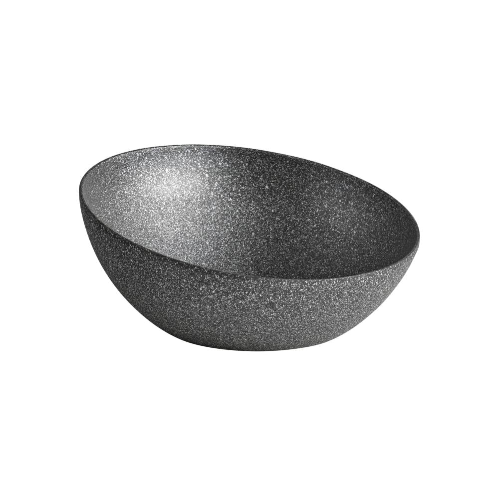 Schaal schuin 'Frostfire' - Ø325mm - Zwart granietlook - Van Erkel Winkelmaterialen