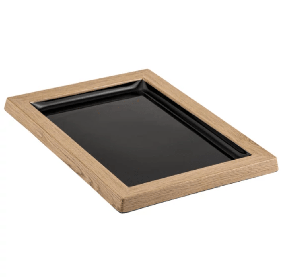 Schaal Tura zwart/houtlook - 280x210x21mm - Zwart - Van Erkel Winkelmaterialen