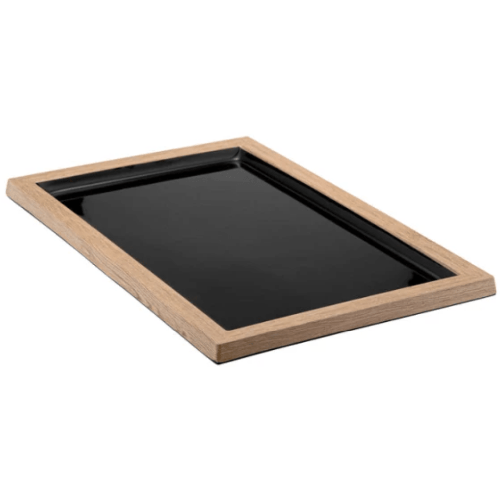 Schaal Tura zwart/houtlook - 420x280x21mm - Zwart - Van Erkel Winkelmaterialen