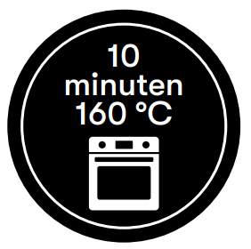 Sticker '10 minuten 160 graden' - Ø30mm - Van Erkel Winkelmaterialen