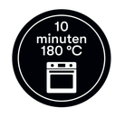 Sticker '10 minuten 180 graden' - Ø30mm - Zwart - Van Erkel Winkelmaterialen