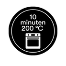 Sticker '10 minuten 200 graden' - Ø30mm - Van Erkel Winkelmaterialen