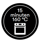 Sticker '15 minuten 160 graden' - Ø30mm - Van Erkel Winkelmaterialen