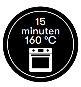 Sticker '15 minuten 160 graden' - Ø30mm - Van Erkel Winkelmaterialen
