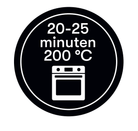 Sticker '20-25 minuten 200 graden' - Ø30mm - Zwart - Van Erkel Winkelmaterialen