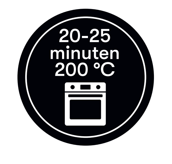 Sticker '20-25 minuten 200 graden' - Ø30mm - Zwart - Van Erkel Winkelmaterialen