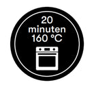 Sticker '20 minuten 160 graden' - Ø30mm - Van Erkel Winkelmaterialen
