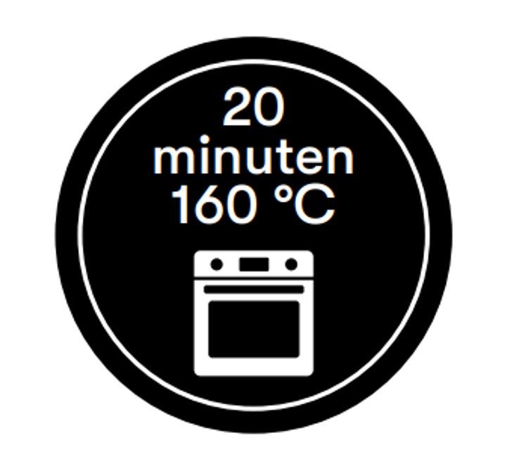 Sticker '20 minuten 160 graden' - Ø30mm - Van Erkel Winkelmaterialen