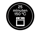 Sticker '25 minuten 150 graden' - Ø30mm - Zwart - Van Erkel Winkelmaterialen