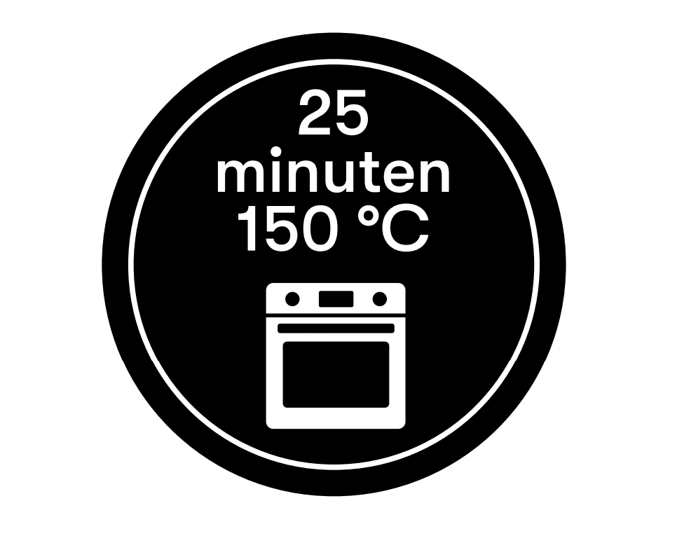 Sticker '25 minuten 150 graden' - Ø30mm - Zwart - Van Erkel Winkelmaterialen