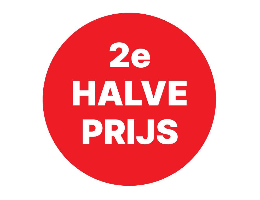Sticker '2e halve prijs' - Ø30mm - Rood - Van Erkel Winkelmaterialen