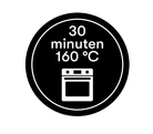 Sticker '30 minuten 160 graden' - Ø30mm - Van Erkel Winkelmaterialen