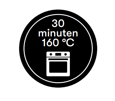 Sticker '30 minuten 160 graden' - Ø30mm - Van Erkel Winkelmaterialen