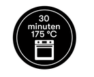 Sticker '30 minuten 175 graden' - Ø30mm - Zwart - Van Erkel Winkelmaterialen