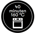 Sticker '40 minuten 160 graden' - Ø30mm - Van Erkel Winkelmaterialen