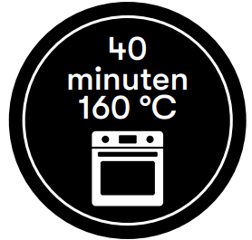 Sticker '40 minuten 160 graden' - Ø30mm - Van Erkel Winkelmaterialen