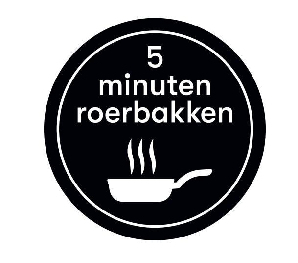 Sticker '5 minuten roerbakken' - Ø30mm - Zwart - Van Erkel Winkelmaterialen