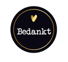Sticker 'Bedankt' - Ø30mm - Zwart - Van Erkel Winkelmaterialen
