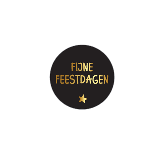 Sticker 'Fijne Feestdagen' klein - Ø30mm - Zwart - Van Erkel Winkelmaterialen
