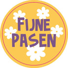 Sticker 'Fijne pasen!' groot - Ø50mm - Geel - Van Erkel Winkelmaterialen