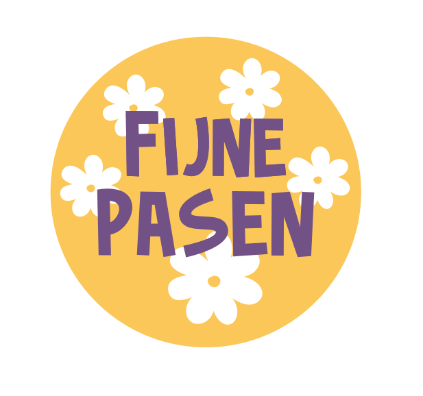 Sticker 'Fijne Pasen' klein - Ø30mm - Geel - Van Erkel Winkelmaterialen