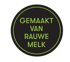 Sticker 'Gemaakt van rauwe melk' - Ø30mm - Van Erkel Winkelmaterialen