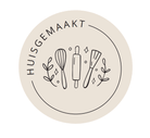 Sticker 'Huisgemaakt' - Ø30mm - Beige - Van Erkel Winkelmaterialen