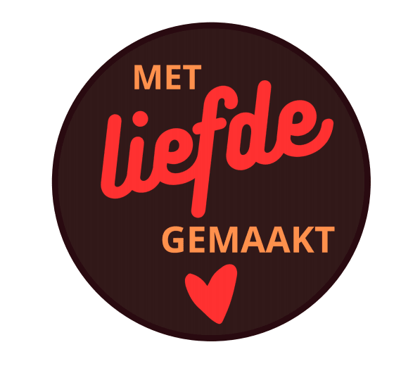 Sticker 'Met liefde gemaakt' - Ø30mm - Bordeaux - Van Erkel Winkelmaterialen