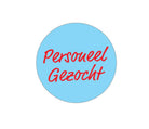 Sticker 'Personeel gezocht' - Ø30mm - Blauw - Van Erkel Winkelmaterialen