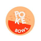 Sticker "Poke Bowl" - Ø50mm - Oranje - Van Erkel Winkelmaterialen