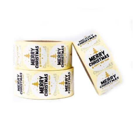 Sticker rond "Merry Christmas" - Van Erkel Winkelmaterialen